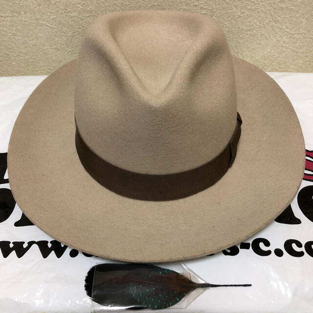 GANGSTER HAT つば広ハット ベージュ M 美品 メンズの帽子(ハット)の商品写真