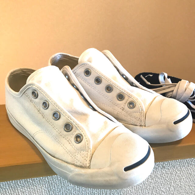 CONVERSE(コンバース)のCONVERSE KID’S JACK PURCELL 紐つき 白 21cm キッズ/ベビー/マタニティのキッズ靴/シューズ(15cm~)(スニーカー)の商品写真