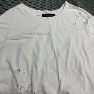ダブルクローゼット(w closet)の美品　w closet オーバーサイズ  ダメージ　Tシャツ　ホワイト(Tシャツ(半袖/袖なし))