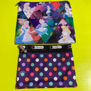 レスポートサック(LeSportsac)の【値下げ】レスポートサック ディズニー　アリス　フラットポーチ　2個セット(ポーチ)