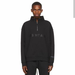 フィアオブゴッド(FEAR OF GOD)のESSENTIALS ブラック ハーフジップ モック ネック スウェットシャツ(スウェット)