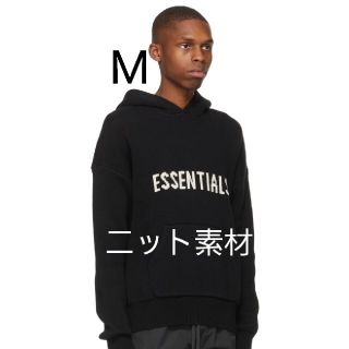 エッセンシャル(Essential)のESSENTIALS ブラック ニット ロゴ フーディ(パーカー)