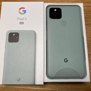 グーグル(Google)の【新品未使用】SIMフリーPixel5 128G 緑 グリーン ソータセージ本体(スマートフォン本体)