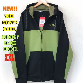 ザノースフェイス(THE NORTH FACE)の2XL相当 新品 ノースフェイス サージェントブロック ジップパーカー 黒 緑(パーカー)