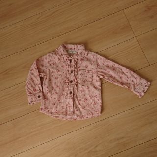 ニシマツヤ(西松屋)の【美品】コーデュロイのブラウス 90 綿100% 女の子 花柄 ピンク(ブラウス)