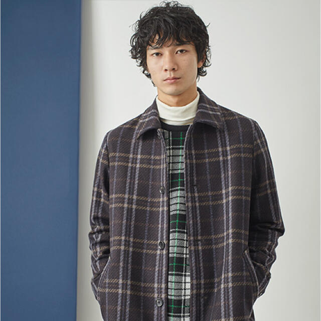 タケオキクチ　ステンカラーコート　PONTETORTO PLAID COAT