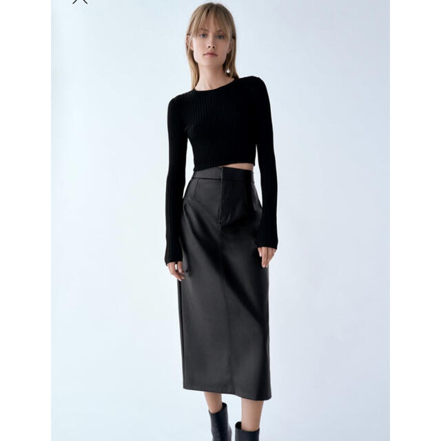 ZARA ザラ スカート レザー - ひざ丈スカート