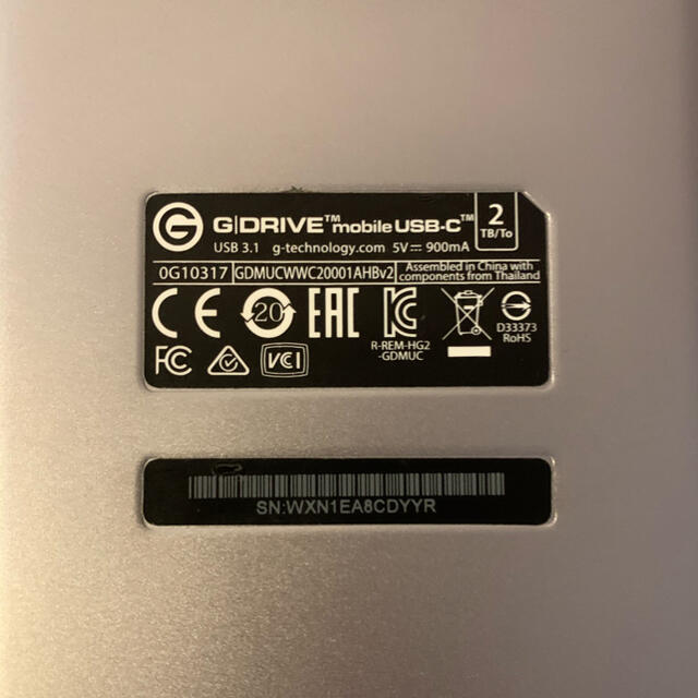 g.Drive(ジードライブ)のG-Drive mobile 2TB USB-C スマホ/家電/カメラのPC/タブレット(PC周辺機器)の商品写真