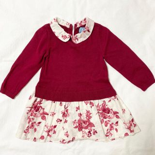 ベビーギャップ(babyGAP)のbabygap 赤ニットワンピース 18-24month(ワンピース)