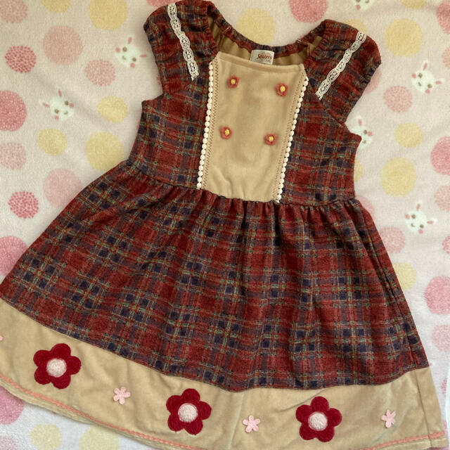 Souris(スーリー)の⭐️Souris  スーリー チェックフラワーJSK 120 キッズ/ベビー/マタニティのキッズ服女の子用(90cm~)(ワンピース)の商品写真