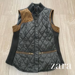 ザラ(ZARA)のzara ザラ ベスト リブ キルティング カーキ L 中綿(ベスト/ジレ)