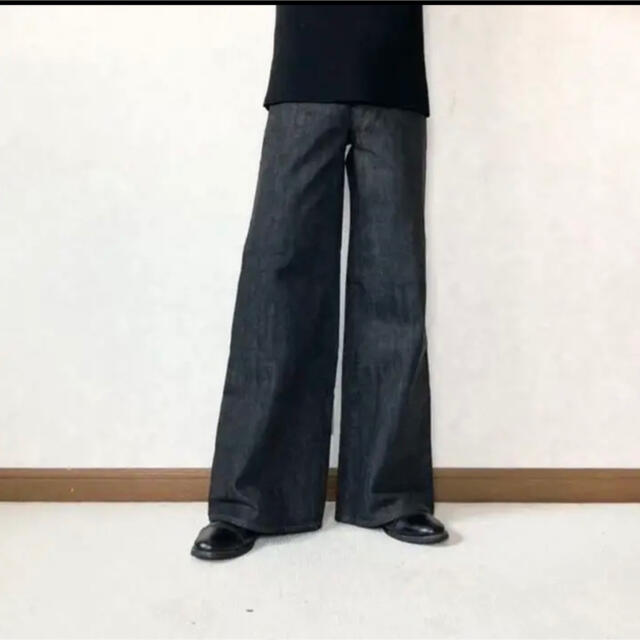 古着 フレアデニム フレアパンツ ブラック デニム ワイドパンツ | フリマアプリ ラクマ