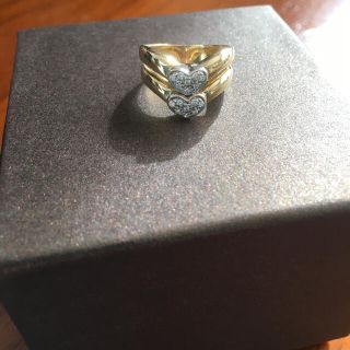 ポンテヴェキオ(PonteVecchio)の【Ponte Vecchio】K18  0.15ct　ダブルハートV字♯14(リング(指輪))