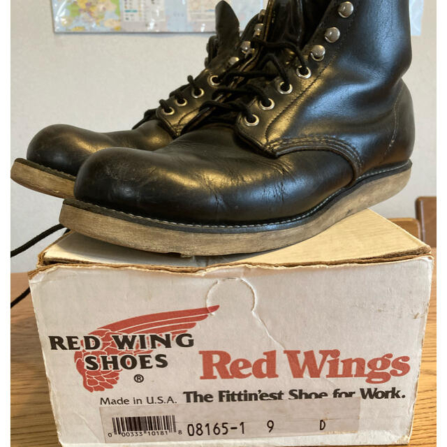 90年代 レッドウィング REDWING 8165 プリント羽タグ 黒 8Ｄ