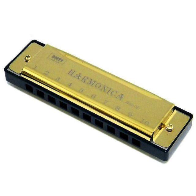 【新品】ブルースハープ（10穴 ハーモニカ） /  key-C ［GOLD］ 楽器の楽器 その他(ハーモニカ/ブルースハープ)の商品写真