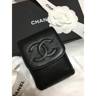 シャネル(CHANEL)のちぇる様 専用 ココマーク キャビアスキン シガレットケース  美品 ブラック(タバコグッズ)