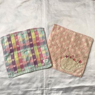 ツモリチサト(TSUMORI CHISATO)の猫のハンドタオル２枚　ツモリチサト　小渕暁子　used 可愛い♪ネコ(ハンカチ)