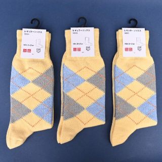 ポスト受取 新品　ユニクロ　UNIQLO アーガイルソックス３足 ソックス 靴下(ソックス)