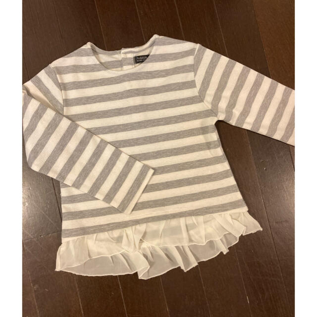 petit main(プティマイン)のボーダー　チュール　カットソー　110 キッズ/ベビー/マタニティのキッズ服女の子用(90cm~)(Tシャツ/カットソー)の商品写真