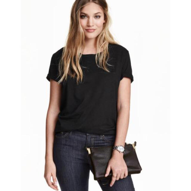H&M(エイチアンドエム)のH&M ベーシックポケットtee レディースのトップス(Tシャツ(半袖/袖なし))の商品写真