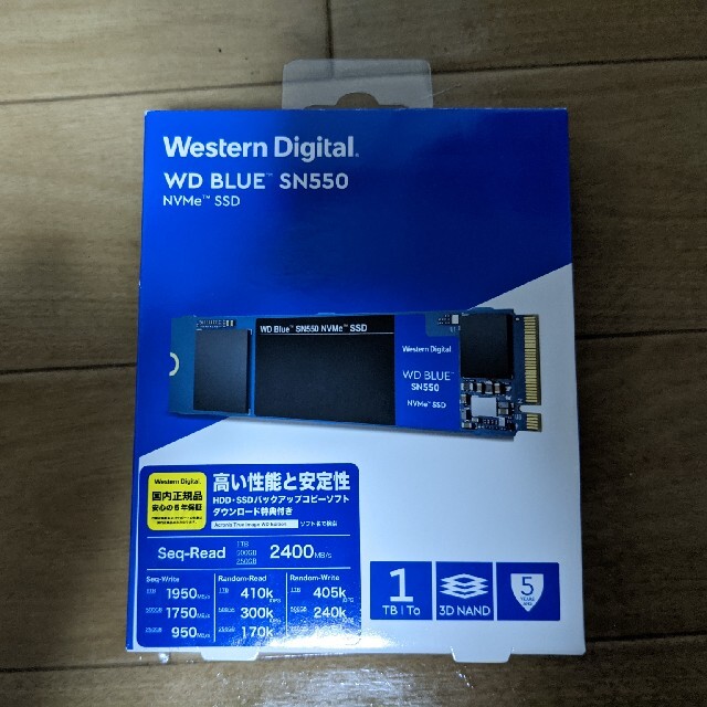 オリジナル 【中古美品】WD Blue SN550 NVMe WDS100T2B0C PCパーツ
