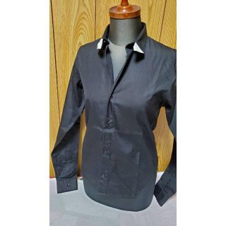 正規 ディオールオム 細身ドレスシャツ 黒 アクセントボタン タイニー