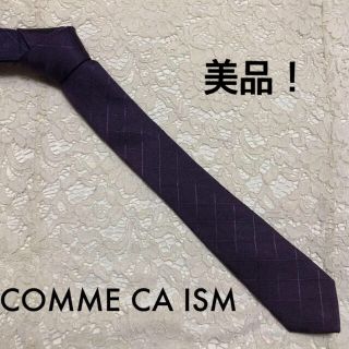 コムサイズム(COMME CA ISM)の美品! COMME CA ISM シルク ネクタイ パープル チェック 大人気！(ネクタイ)