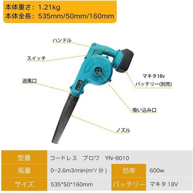 マキタ Makita 互換 充電式 ブロワ 18V 14.4V UB185DZ 1