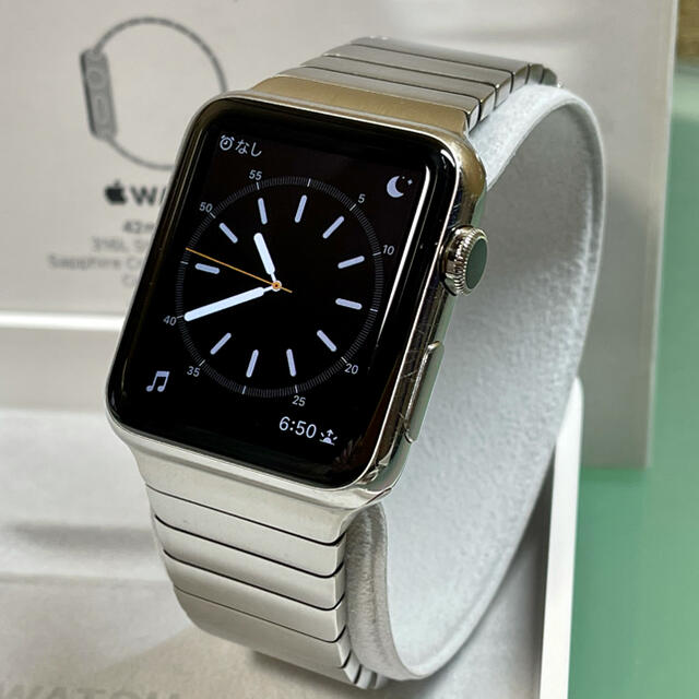 AppleWatch 純正 42mm44mm45mm シルバーリングブレスレット-