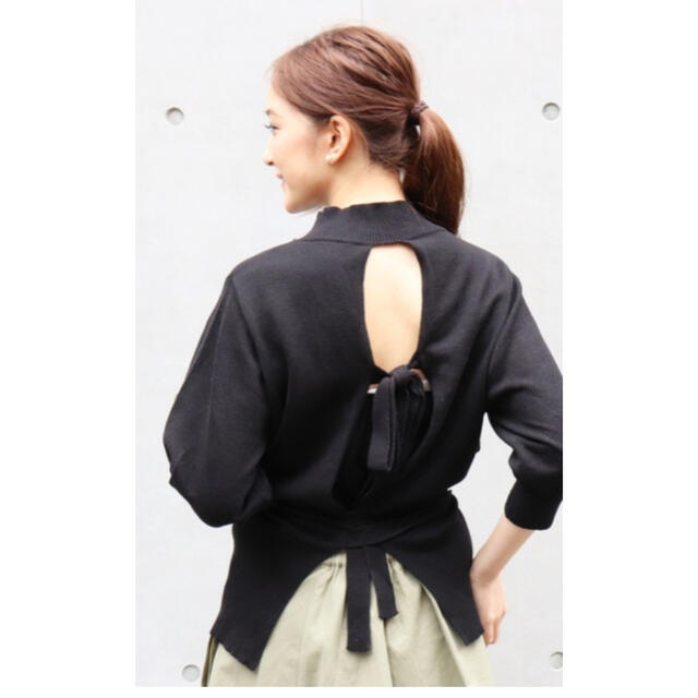 ECLIN♡バックオープン七分袖プルオーバー レディースのトップス(ニット/セーター)の商品写真