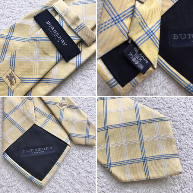 BURBERRY(バーバリー)のバーバリーロンドン　チェック　ネクタイ　イエロー×ブルー　中古 メンズのファッション小物(ネクタイ)の商品写真