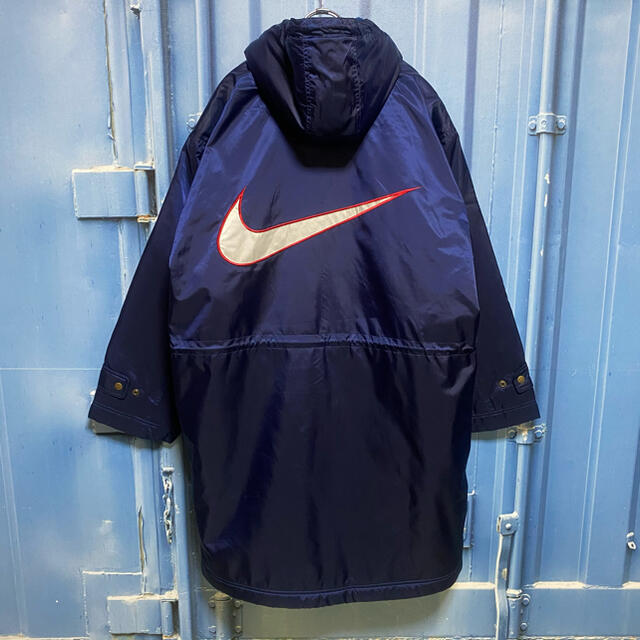 NIKE　ベンチコート　XLサイズ　デカロゴ　白タグ　裏ボア　90s