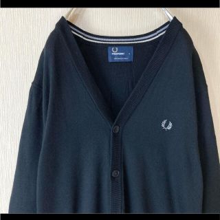 FRED PERRY - フレッドペリー カーディガン ブラック ロゴ刺繍 L相当