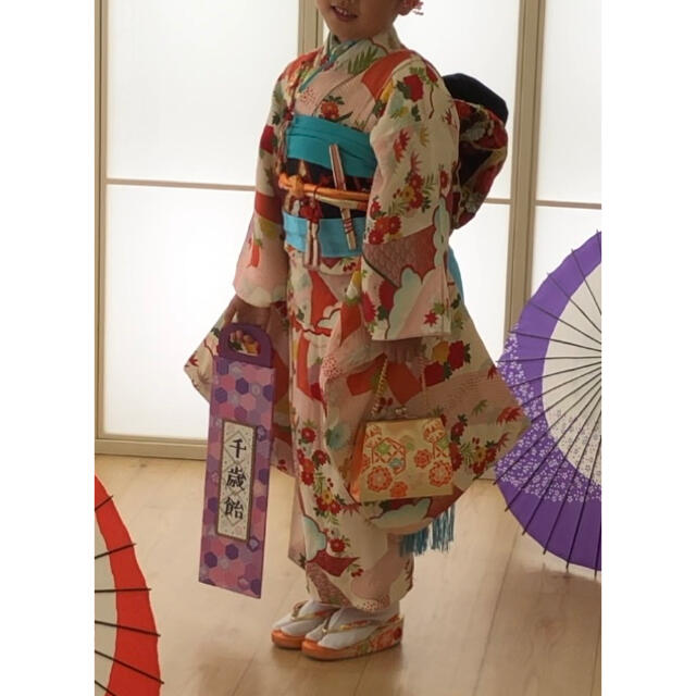 七五三　7歳　正絹アンティーク着物 キッズ/ベビー/マタニティのキッズ服女の子用(90cm~)(和服/着物)の商品写真