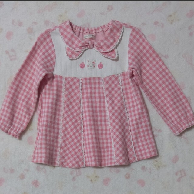 coeur a coeur(クーラクール)のギンガムチェックプルオーバー 95 キッズ/ベビー/マタニティのキッズ服女の子用(90cm~)(Tシャツ/カットソー)の商品写真