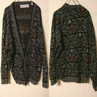 サンタモニカ(Santa Monica)の９０Ｓ古着　OLD　knit cardigan　ジオメトリ柄　ニットカーディガン(カーディガン)