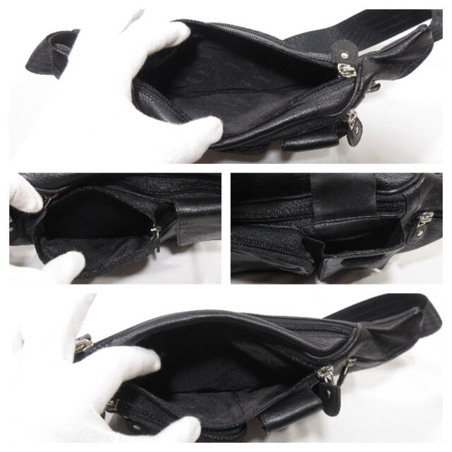 美品■ PICORA レザー ウエストバッグ ウエストポーチ 黒 メンズのバッグ(ウエストポーチ)の商品写真