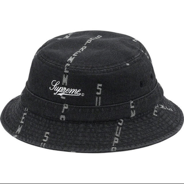 Supreme(シュプリーム)のLogo Stripe Jacquard Denim Crusher Black メンズの帽子(ハット)の商品写真