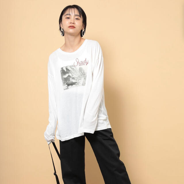 FREAK'S STORE(フリークスストア)のFREAK'S STORE フリークスストア　プリントシアーフォトロングTシャツ レディースのトップス(カットソー(長袖/七分))の商品写真