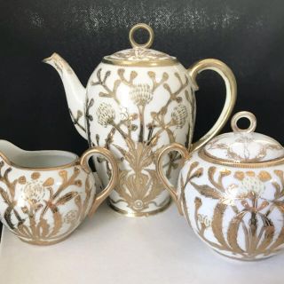 ノリタケ(Noritake)のオールドノリタケ  金盛り  金彩描き ポット シュガーポット クリーマー(食器)