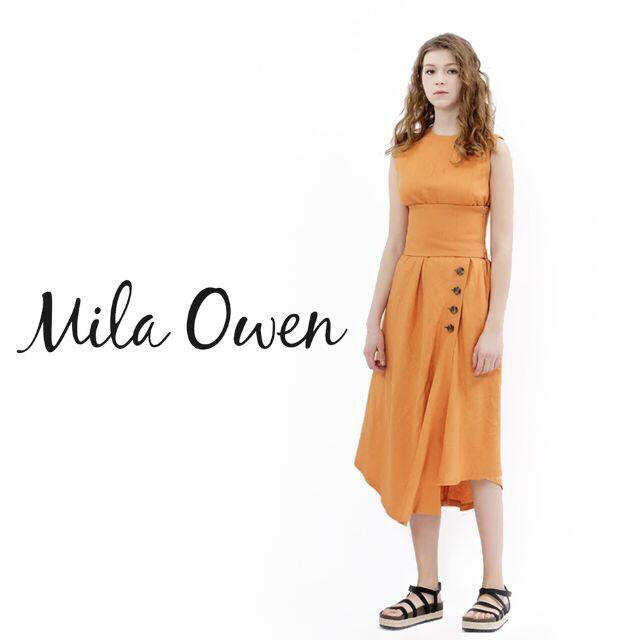 Mila Owen(ミラオーウェン)のコルセットベルト付きリネンワンピース レディースのワンピース(ロングワンピース/マキシワンピース)の商品写真