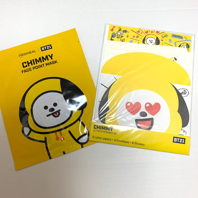 防弾少年団(BTS)(ボウダンショウネンダン)のBT21 CHIMMY フェイスポイントマスク＋レターセット エンタメ/ホビーのタレントグッズ(アイドルグッズ)の商品写真