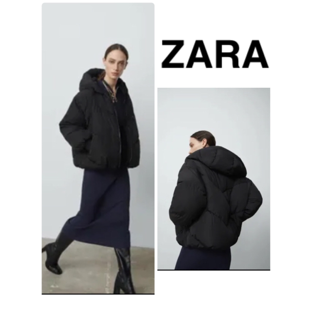 限定SALE中】ZARA【今季完売】フード付き パフジャケット ダウン-