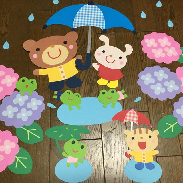 【New6月壁面】傘　梅雨　ハンドメイド　壁面飾り