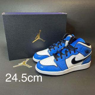 ナイキ(NIKE)のNIKE AIR JORDAN 1 MID SE GS SIGNAL BLUE (スニーカー)