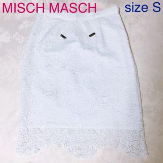 ミッシュマッシュ(MISCH MASCH)のミッシュマッシュ レーススカート タイトスカート 白 花(ひざ丈スカート)