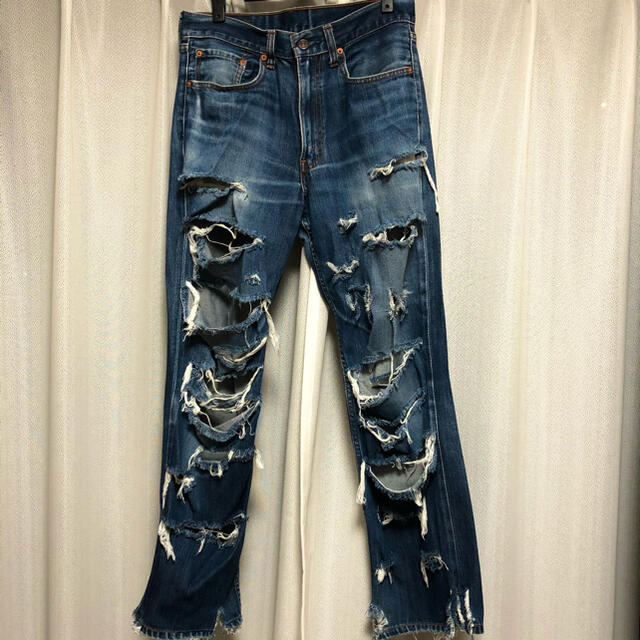 high damage denim pants