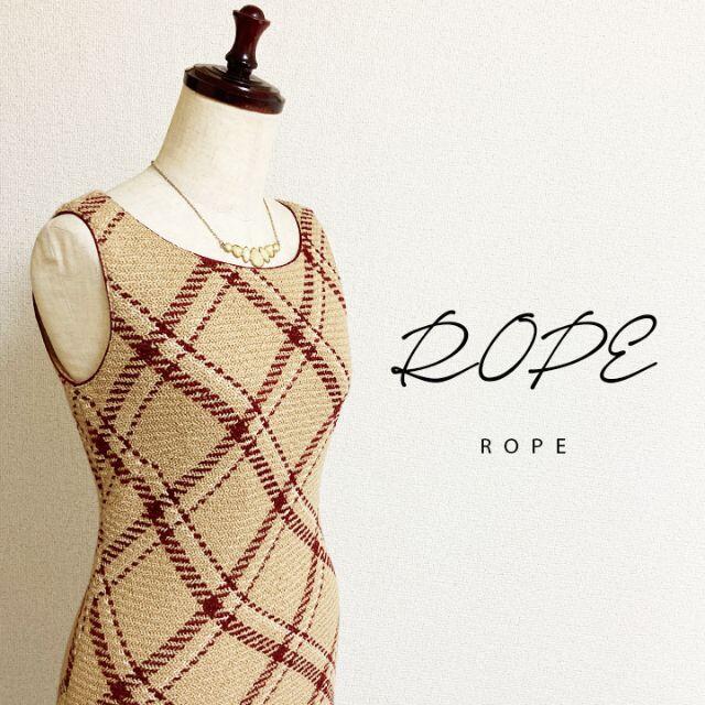 ROPE’(ロペ)のROPEロペ☆チェック柄ウールワンピース レディースのワンピース(ひざ丈ワンピース)の商品写真