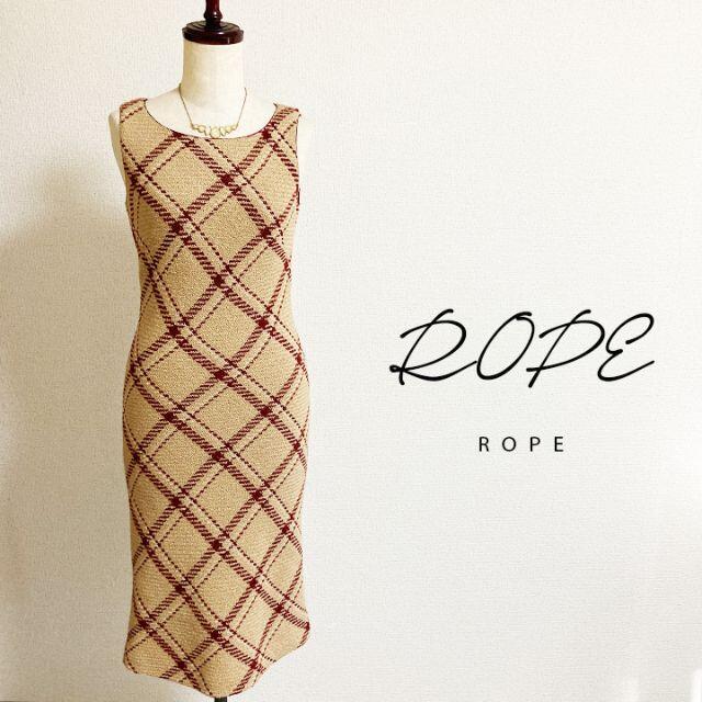 ROPE’(ロペ)のROPEロペ☆チェック柄ウールワンピース レディースのワンピース(ひざ丈ワンピース)の商品写真