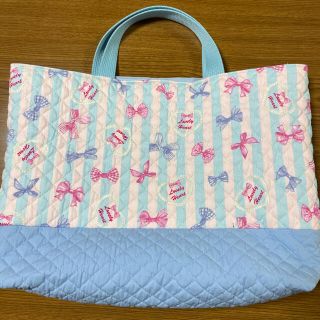 マチあり！！レッスンバッグ(水色×ピンク)(外出用品)